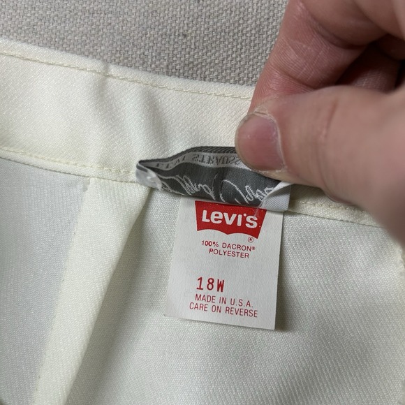 Vintage Levi's Pants‎ Womens 18w Bend Over Dacron 80s Ivory Pleat USA Trouser - Picture 4 of 10